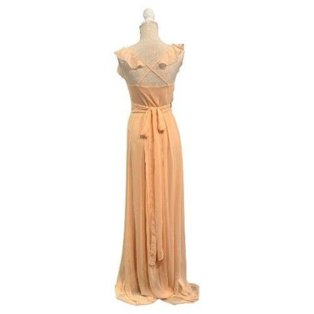 Ceremony by Joanna August Lacy Ruffle Trim Wrap Chiffon Gown Dress Size XS - Picture 2 of 13